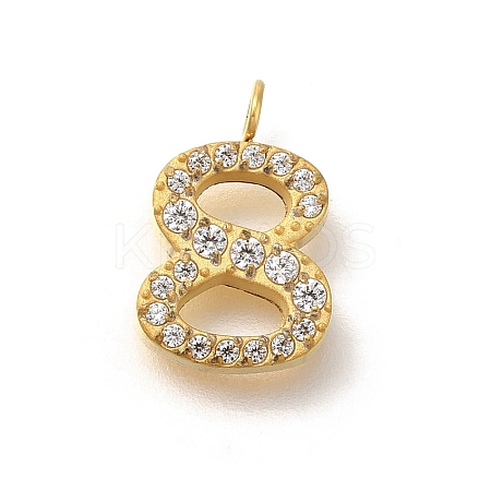 Ion Plating(IP) 304 Stainless Steel Micro Pave Cubic Zirconia Pendants STAS-H228-01G-08-1