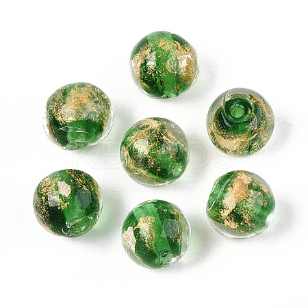 Handmade Gold & Silver Foil Glass Beads FOIL-N030-03A-01F-1