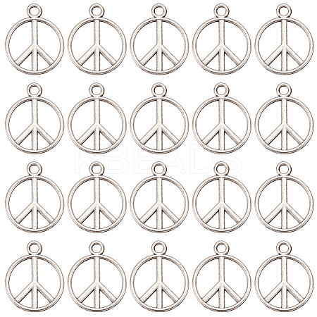100Pcs Tibetan Style Alloy Peace Sign Pendants FIND-SC0006-34-1