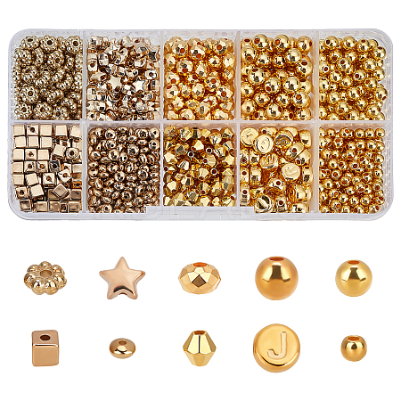1240Pcs 10 Style CCB Plastic Beads CCB-CA0001-07-1