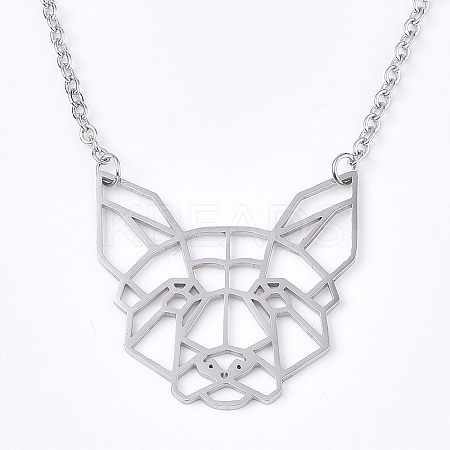 Non-Tarnish 201 Stainless Steel Puppy Pendant Necklaces LS-NJEW-T009-JN046-1-40-1