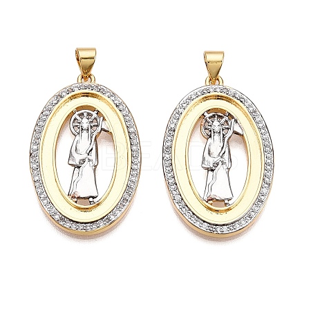 Brass Micro Pave Cubic Zirconia Pendants KK-T070-23G-02-1