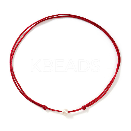 Imitation Pearl White Potato Pendant Adjustable Waxed Cord Necklaces for Women OH8963-7-1