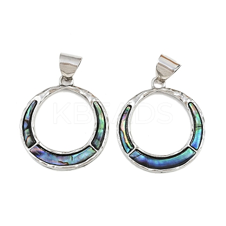 Alloy Pave Natural Abalone Shell/Paua Shell Pendants SSHEL-B003-04P-1