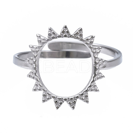 Non-Tarnish 304 Stainless Steel Sun Open Cuff Ring LS-RJEW-T023-84P-1