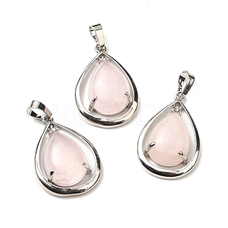 Natural Rose Quartz Pendants G-B033-04P-19-1