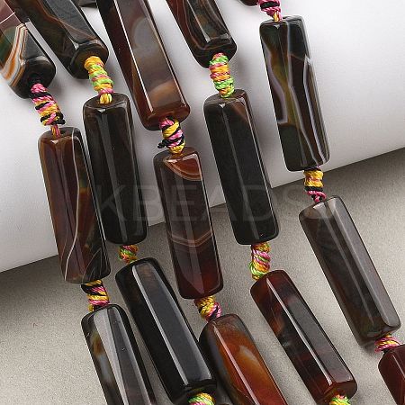 Natural Banded Agate/Striped Beads Strands G-A306-B02-01-1