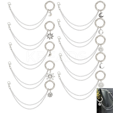 10Pcs 10 Style 304 Stainless Steel Decorative Shoe Chains FIND-AB00058-1