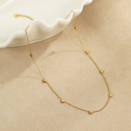 304 Stainless Steel Heart Link Chain Necklaces for Women NJEW-K296-02G-1