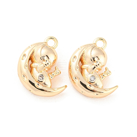 Brass Micro Pave Cubic Zirconia Pendants KK-E090-23G-1