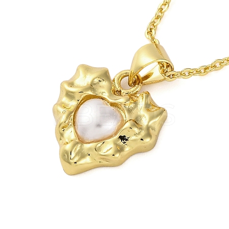 Brass & Resin Textured Heart Pendant Satellite Chain Necklaces NJEW-R100-03G-1