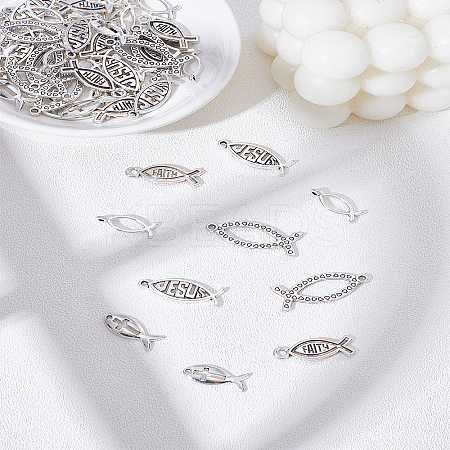 50Pcs 5 Styles Tibetan Style Alloy Pendants FIND-LP0006-50-1