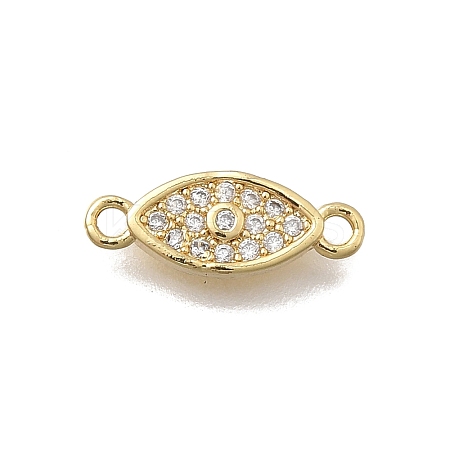 Brass Micro Pave Clear Cubic Zirconia Eye Connector Charms KK-D431-063G-1