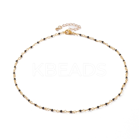 Faceted Round Natural Spinel Beaded Necklaces NJEW-JN03215-01-1