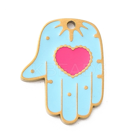304 Stainless Steel Enamel Pendants STAS-Z179-15G-1