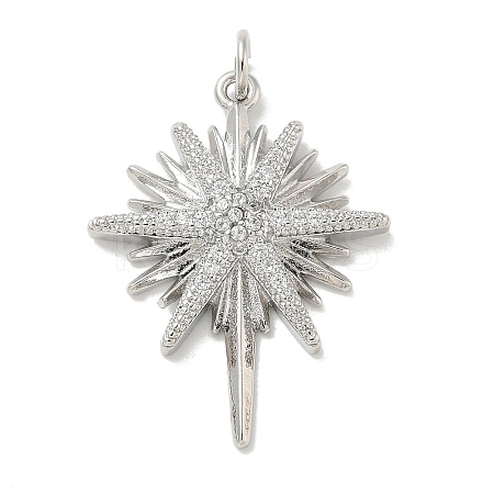 Brass Micro Pave Cubic Zirconia Pendants KK-B124-08P-03-1