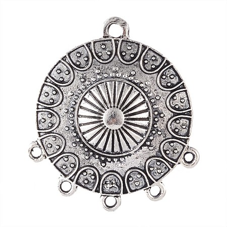 Flat Round Tibetan Style Alloy Chandelier Components PALLOY-I116-02AS-1