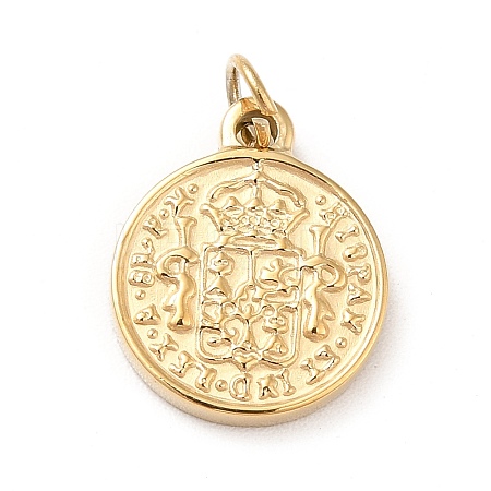 Ion Plating(IP) 304 Stainless Steel Coin Charms STAS-G295-16G-1