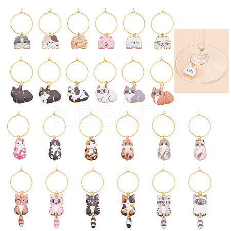 Brass Wine Glass Charms AJEW-GO00018-1
