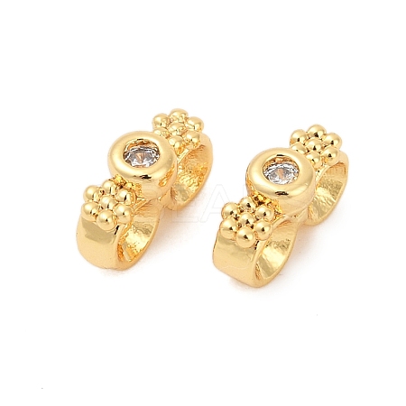 Brass Micro Pave Clear Cubic Zirconia Spacer Bars KK-P302-21A-G-1
