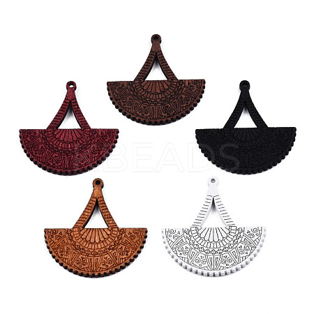 Spray Painted Wooden Pendants WOOD-N006-196-1