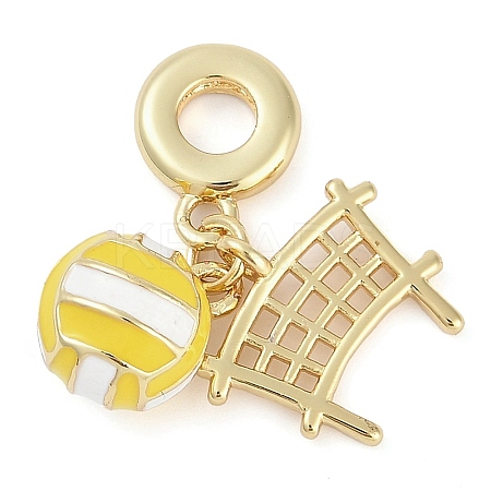 Rack Plating Brass Enamel Sports European Dangle Charms KK-P287-35E-G-1