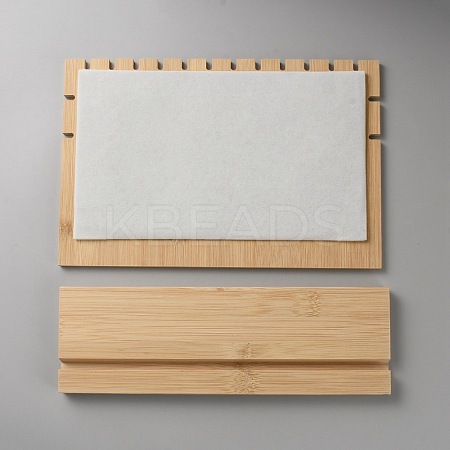 Rectangle Wood Necklace Organizer Display Stands with Velvet Mat AJEW-WH0166-37-1