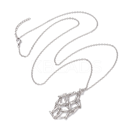 Crystal Stone Cage Pendant Necklaces NJEW-JN04758-04-1