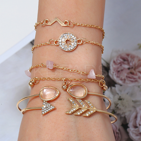 6Pcs 6 Styles Iron Alloy Link Bracelets Set for Women  JJ5494-8-1
