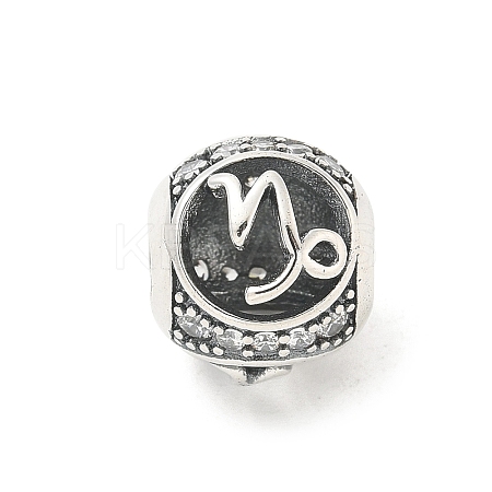 Brass Clear Cubic Zirconia European Beads FIND-M049-01AS-03-1