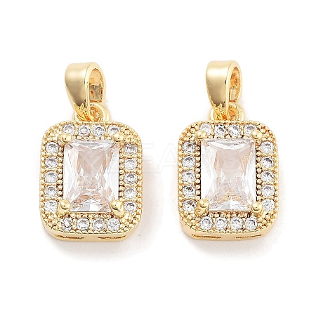 Brass with Clear Cubic Zirconia Charms KK-P271-25G-1