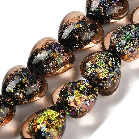 Handmade Dichroic Foil Glass Beads Strands DICH-U001-03B-1