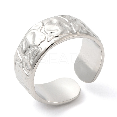 Non-Tarnish 304 Stainless Steel Textured Open Cuff Ring for Women RJEW-I098-26P-1