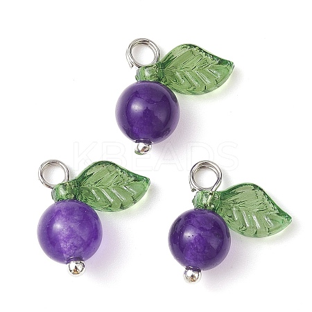 Natural Dyed Malaysia Jade Fruit Charms PALLOY-JF02431-03-1