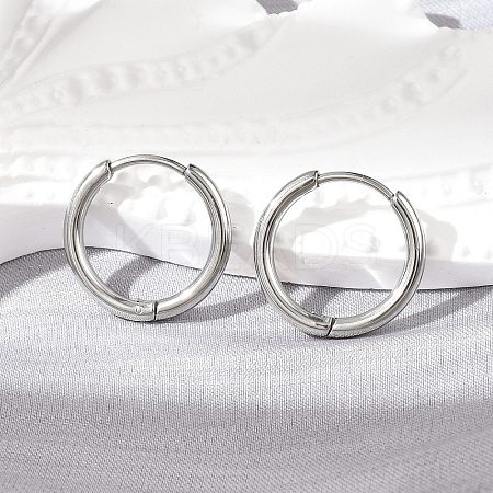 Tarnish Resistant 304 Stainless Steel Huggie Hoop Earrings EJEW-G272-02-12mm-P-1