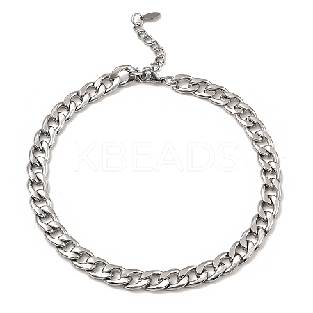 Non-Tarnish 304 Stainless Steel Cuban Link Chain Necklace LS-BJEW-B072-04P-1