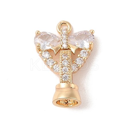 Golden Brass Micro Pave Cubic Zirconia Fold Over Clasps KK-B100-037G-01-1