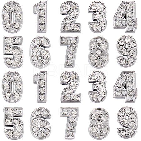 50POcs 10 Styles Alloy Rhinestone Slide Charms FIND-SC0009-79-1