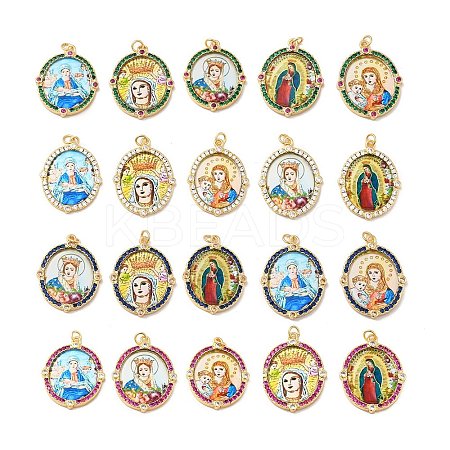 Brass Micro Pave Cubic Zirconia Pendants ZIRC-E006-01G-M-1