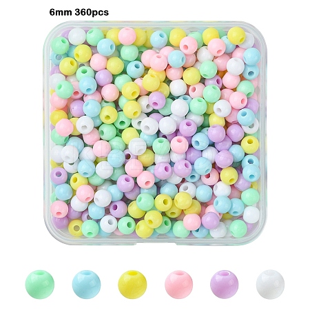 36Pcs 6 Colors Opaque Acrylic Beads MACR-YW0003-24A-1