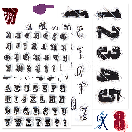 3Pcs 3 Styles Letter Number Clear Silicone Stamps DIY-CP0009-76-1