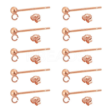 5Pairs 925 Sterling Silver Ear Stud Findings FIND-GO0002-66RG-1