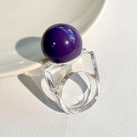 Resin Round Bead Finger Rings FS-WG38F74-03-1