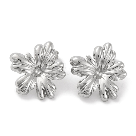 304 Stainless Steel Flower Stud Earrings EJEW-D281-12S-1