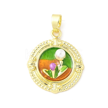 Brass Enamel Pendants KK-Z101-09G-F02-1