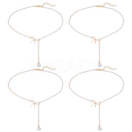 4Pcs Alloy Bowknot Pendant Necklaces for Women NJEW-LP0001-28A-1