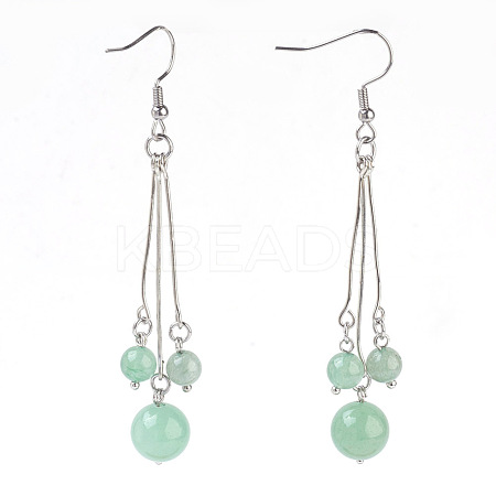 Natural Green Aventurine Dangle Earrings EJEW-JE02813-07-1