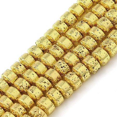 Electroplated Natural Lava Rock Beads Strands G-L606-C02-01A-1