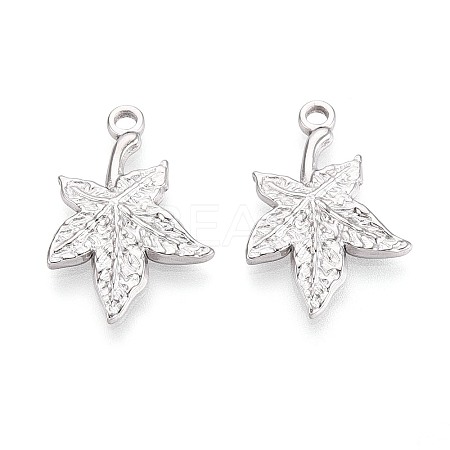 304 Stainless Steel Maple Leaf Pendants STAS-T067-53P-1