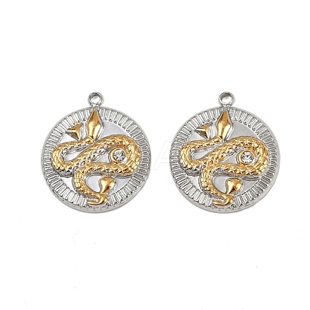 304 Stainless Steel Rhinestone Pendants STAS-L290-59GP-1